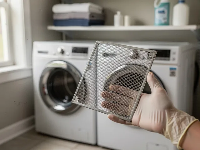 Savannah Dryer Vent Cleaning specialist performing detailed lint trap cleaning service in Savannah
