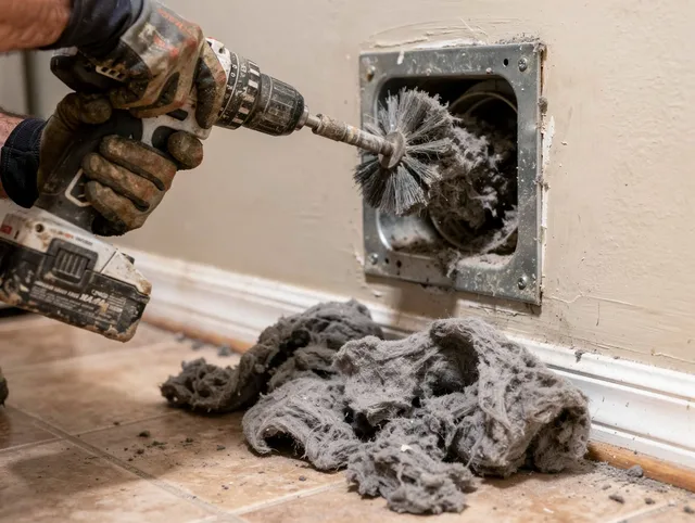 Certified Savannah Dryer Vent Cleaning technician performing dryer vent cleaning in Savannah