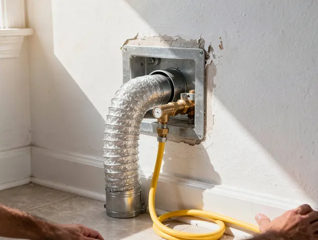 Savannah Dryer Vent Cleaning certified technician performing specialized gas dryer vent cleaning in Savannah